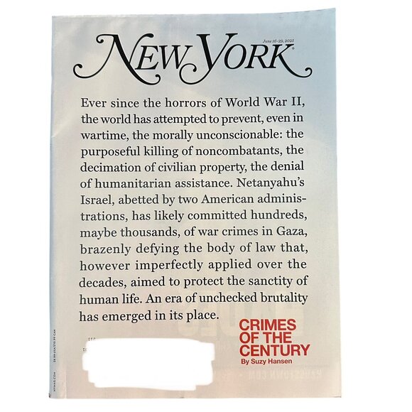 New York Magazine June 16 2025 War Crimes of the Century - Picture 1 of 1